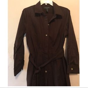 Ralph Lauren button down dark brown dress, size 12